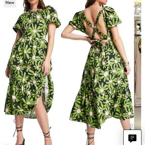 Topshop floral cotton midi dress